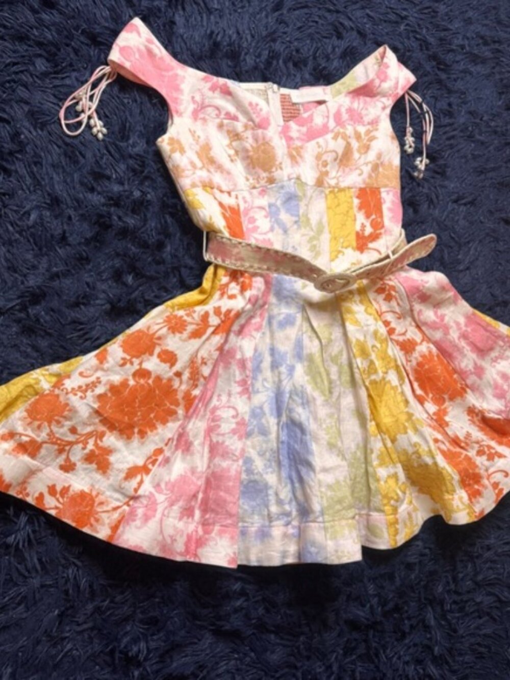 Zimmermann Postcard Spliced Multicolor Off-Shoulder Mini Dress. Size 1/S - Picture 11 of 15